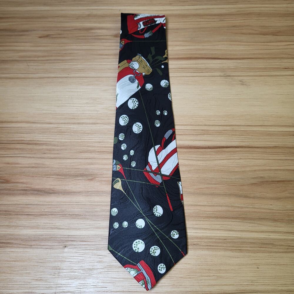 Florence Handmade Neck Tie Artistic Golf Bag Print‎ Dark Blue Red Caddy Retro